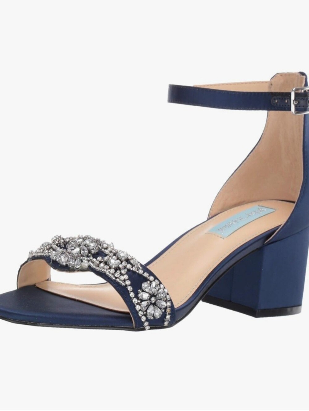 Betsey Johnson Navy Rhinstone Block Heel